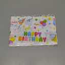 Oudain 3 Pcs Happy Birthday Tablecloth Decorations 84 Inch Plastic Disposable Round Table Covers Waterproof Colorful Balloons Confetti Tablecloth for Women Birthday Party Supplies Baby Shower (White)