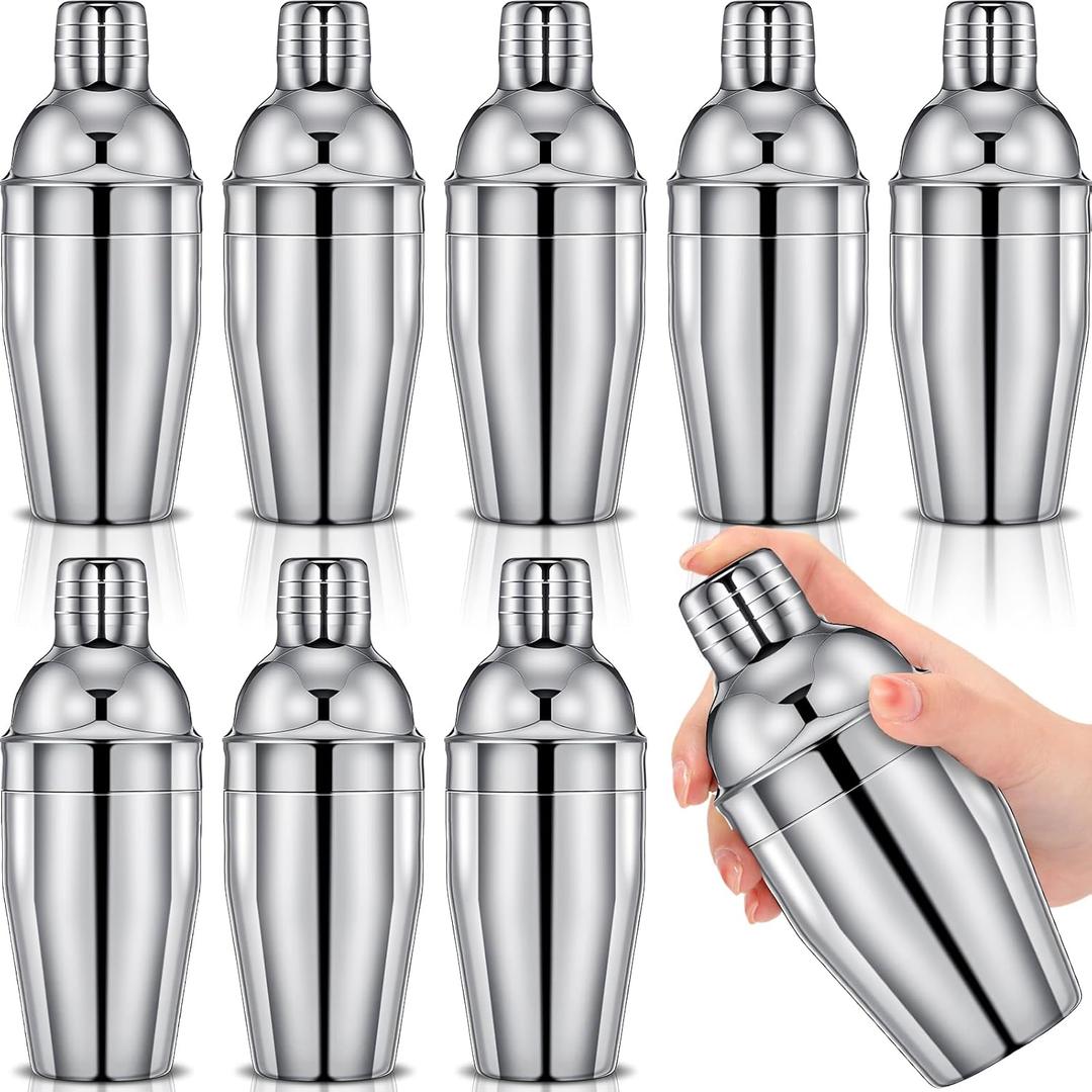 Nitial 9 Pcs Bar Cocktail Shaker Professional Stainless Steel Martini Drink Mixer with Built-in Strainer for Bartending No Leaks Boston Shaker for Bar Party Drink Mixing Tool (11.8 oz)