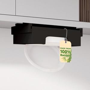 Paper Plate Dispenser Under Cabinet - 9 inch Bamboo Paper Plate Dispenser, Kitchen Counter Vertical Holder Organizer Countertop Caddy Black (9 Inch)