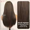 PHOCAS Long Brown Wig 23" Long Straight Brunette Wigs for Women Synthetic Chocolate Dark Brown Wigs with Highlight for Women Daily Party