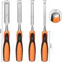 4 Piece Wood Chisel Sets Woodworking Tools Set, Wood Chisels for Woodworking with Steel Hammer End, Wood Tools Chisel Set Woodworking with Ergonomic Plastic Handle