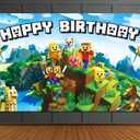Pixel Backdrop Happy Birthday Banner Boy 5x3ft Miner Bday Sign Villager Gaming Birthday Party Decorations Videogame Themed Banner Video Game Decorations Video Game Backdrop for Boys