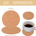 shells 120 Pcs Cork Coaster for Drinks 3.5 Inch Round Edge Coasters Bulk Absorbent Heat Resistant Coasters Blank Reusable Tea or Coffee Cork Coaster for Glass Cup Mug Office Home Table Decor, Wood