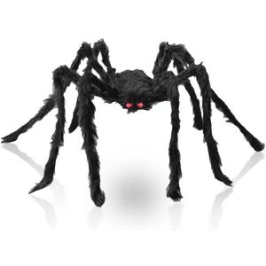 3 x Halloween Decorations Big Giant Spider 4.9 Ft Black Soft Hairy Scary Spider Fake Large Pops for Halloween Outdoor Yard Party