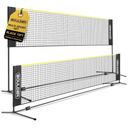 BOULDER Portable Badminton Net Set - for Tennis, Soccer Tennis, Pickleball, Kids Volleyball - Easy Setup Nylon Sports Net with Poles (Black/Yellow, 10 FT)