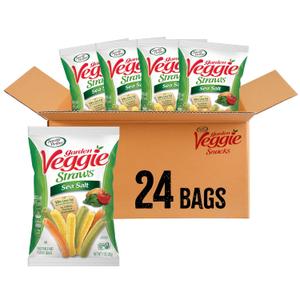 Sensible Portions Garden Veggie Snacks - Veggie Straws, Gluten Free, Snack Size Sea Salt, 1 Oz (Pack of 24) (EXP 10/20/26)
