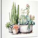 Bathroom Cactus Picture Wall Art Floral Flower Painting Print on Canvas for Home Decor 12''x12''