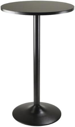Winsome Obsidian Pub Table Round Black Mdf Top with Black Leg And Base - 23.7-Inch Top, 39.76-Inch Height, Pack of 1