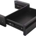 POPMOON Under Desk Drawer For Desk 13.8 * 8.8 * 3.5 in, Pull out Storage Organizer with Slide Extension Mounted Under Flat Wooden Table or Workbench, Carbon Steel Hidden Desk Drawer