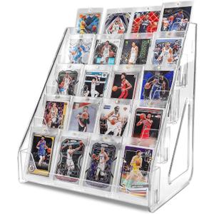Trading Card Display Stand, 5 Tier Vertical Holder for Baseball Basketball Sports Graded Card Display Stand Tabletop for PSA BGS SGC Slabs, Snap-On Assembly