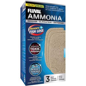 Fluval 107/207 Ammonia Remover Pad, Replacement Aquarium Canister Filter Media, 3-Pack