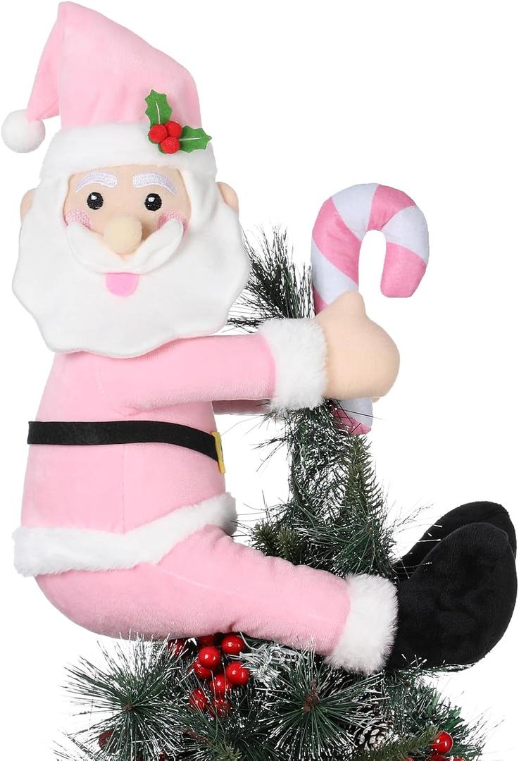 Pink Santa Tree Topper Christmas Tree Topper Santa Claus Xmas Tree Topper Christmas Party Home Decorations Supplies