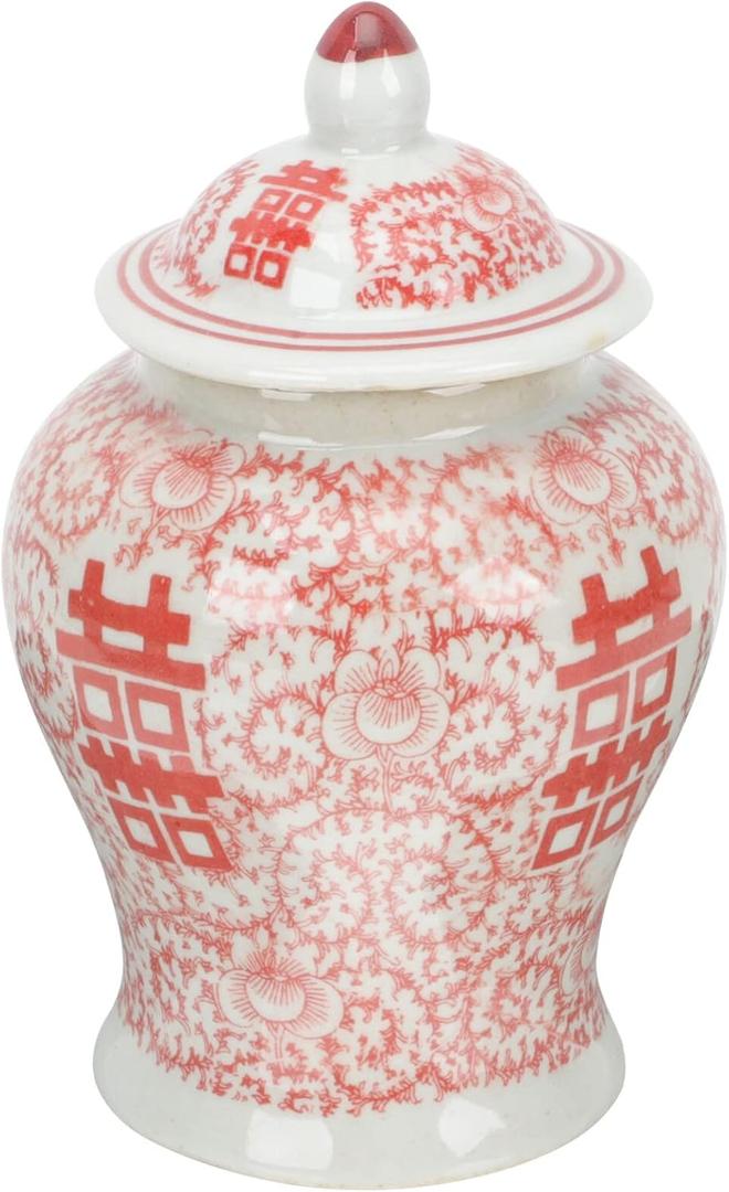 Porcelain Ginger Jar Chinoiserie Vase Vintage Chinese Tea Canister Loose Tea Leaf Container Home Decor Chinese Xi Pattern M