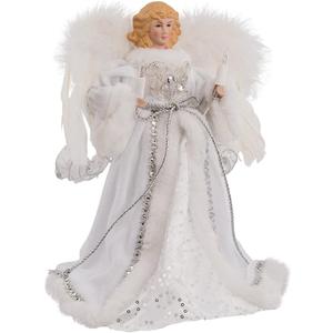 Kurt Adler 10-Light White and Silver Angel Treetop, 12-Inch