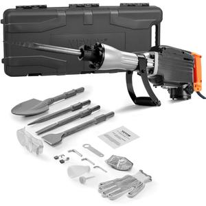 VEVOR Demolition Jack Hammer, 2200W Electric Jack Hammer Concrete Breaker, 1350 BPM Heavy Duty - 4pcs Chisels Bit with Case, Black