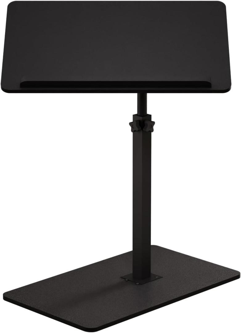 C Shaped End Table,20" W x 14" L,17"-31" Adjustable Height,Swivel and Turnable Desktop,Foldable Side Table for Small Spaces,Black Walnut (Black, 19.7" x 13.8")