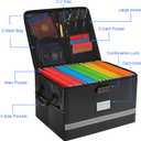 EXLIFBAG File Organizer, Fireproof File Box with Lids, Important Document Organizer Box with Lock, Portable File Folder Organizer with Handle