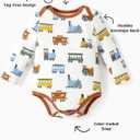 PATPAT Baby Bodysuits - Soft Viscose Made from Bamboo - Long Sleeve Funny for Boys and Girls -Newborn Infant Toddler Clothes (3-6 Months, Brown Car)