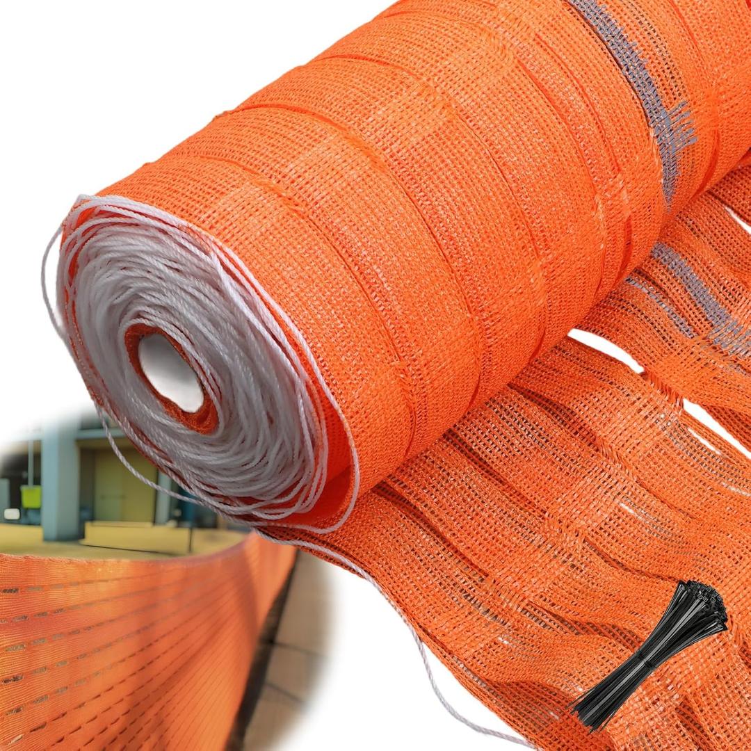 4'x100' Safety Fence with Reflective Strips, Orange Construction Barrier Fence Plastic Mesh Fencing Roll, Temporary Fence for Construction, Snow Fencing, Road Warning, Event, Crowd Control