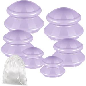 TrelaCo 6 Pcs Cupping Kit for Massage Therapy 3 Sizes Silicone Cupping Set Chinese Massage Therapy for Studio Household Cellulite Joint Pain Muscle Pain(Lavender)