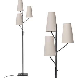 Farmhouse Floor Lamp for Living Room, 70" Tall 3-Light Tree Standing Lamp with Black Pole, Industrial Rustic Floor Lamps for Bedroom, Office and Reading Corner (Bulb Not Included)