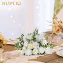 NUPTIO Large Flower Centerpieces for Tables: 17.7 inch Diameter White Artificial Flower Ball Arrangement for Wedding Party Centerpiece - 2 Pcs Fake Floral Rose for Bridal Shower Decorations