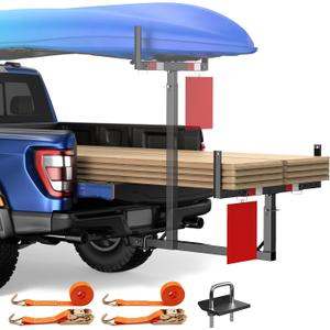 JY PERFORMANCE Truck Bed Extender, Pickup Truck Bed Extender Hitch Mount, 2 in 1 Design Foldable 500lbs Capacity Truck Bed Extension for Kayak Canoe Ladder Lumber