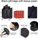 Aosric Black Gift Bags with Tissue Paper, 24 Pack 10x10x10 In Square Reusable Thick Paper Bag for Christmas, Halloween Treats, Wedding, Baby Shower, Birthday Party Favor, Return Gifts