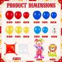 141 Pcs Halloween Circus Red and White Square Foil Balloon Wall Backdrop Carnival Balloon Garland Arch Kit Clown and Lion Double Sided Balloons Tunnel for Halloween Birthday Party Decorations