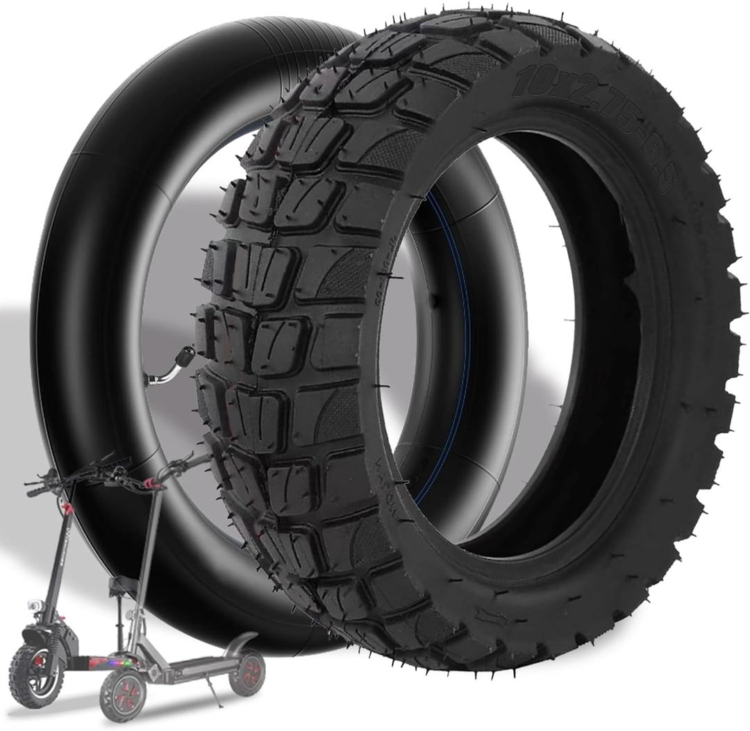 10 Inch 10x2.75-6.5 Off-road Rubber Outer Tire with Inner Tube Suitable for Speedway 5 Dualtron 3 Hover-1 Alpha Hiboy Titan PRO Electric Scooter Explosion-Proof Super-Grip (inner&outer tire*1 set)