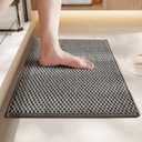 Chenille Bathroom Rugs- Non Slip, Absorbent, Quick Dry, Thin, Washable Bath Mat Carpet Bath Rugs for Bathroom Floor, Shower, Sink, Vanity Light Grey 20"*30" (1'8" x 2'6" (Square))