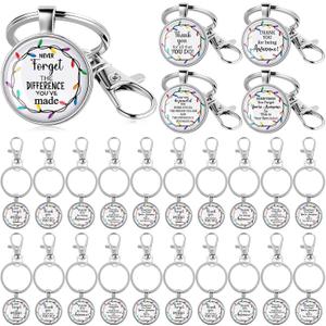 Sureio 50 Pcs Christmas Employee Coworkers Appreciation Gifts Inspirational Christmas Keychain Bulk Thank You Gift Keychains with Hook Clip for Coworkers Teacher Staff Team