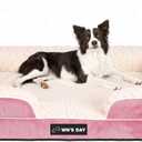 Orthopedic Dog Bed for Large Medium Sized, Washable Memory Foam Large Dog Bed, Medium Pet Sofa with Removable Cover, Washable Waterproof Pet Couch Beds Pink, Large(36 * 27 * 7.5 In)