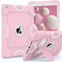 for iPad 9th Generation Case, iPad 8th 7th Generation Case, iPad 10.2 Inch 2021/2020/2019 Case, Heavy Duty Rugged Shockproof Protective Cover with Kickstand for Woman Pink