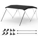 Bimini Tops for Boats, 3 Bow Bimini Tops, 900D Marine Grade Canvas Boat Canopy with Aluminum Alloy Frame, Waterproof UV-Resistant, Includes 4 Straps 2 Rear Support Poles, 3Bow (6'L x 46" H x 61"-66" W)