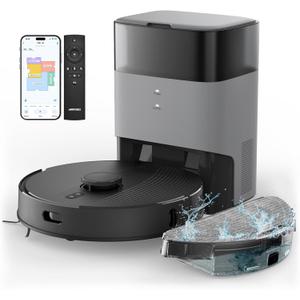 AIRROBO Robot Vacuum and Mop Combo, Self-Emptying, 60-Day Capacity, Home Mapping, Schedule, Wi-Fi/App/Alexa/Remote, 180mins Runtime, T20+ Robotic Vacuum Cleaner for Pet, Hard Floors, Carpet (Vacuum size: L13.8 x W 13.8 x H3.7, Light Black)
