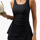 VIMPUNEC Women One Piece Swim Dress Swimsuit Tummy Control Modest Swim Skirt Bathing Suit, Large