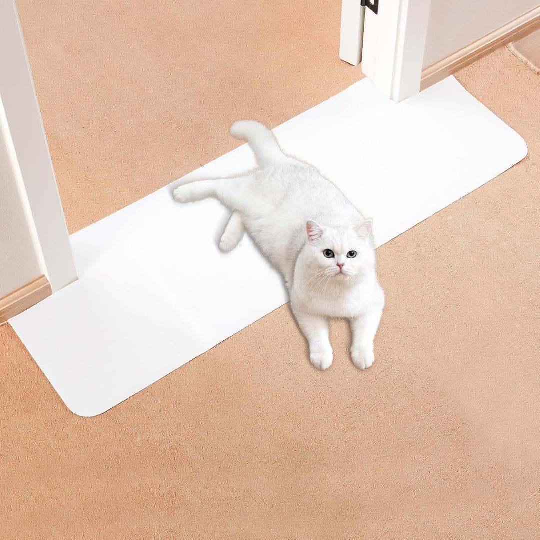 Uross Carpet Protector for Pets - 3.6FT White Round Corner Plastic Mat, Under Door Anti-Scratch Protector for Doorway, Stop Cats from Scratching Carpet, 3.6FT *1PCS, White