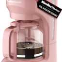 MUELLER HOME 12-Cup Pink Coffee Maker - Borosilicate Carafe, Auto-Off, Pink Kitchen Accessories, Reusable Filter, Anti-Drip, Kitchen Appliances, Keep-Warm Function