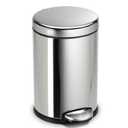 simplehuman 4.5 Liter / 1.2 Gallon Round Bathroom Step Trash Can, Polished Stainless Steel