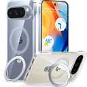 TORRAS Slim Magnetic Stand for Google Pixel 10 Pro Case/Pixel 10 Case Clear, Ultra Thin Open Edge Design, Never Yellowing, Fit for MagSafe with Kickstand, Caseless Touch Grip Ostand Case, Clear