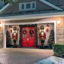 Christmas Garage Door Decorations Outdoor, Large Xmas Nutcracker Soldiers Welcome Scene Christmas Garage Door Cover, 6.5 x 13 Ft Rustic Vintage Garage Buddy Christmas for Home Wall Patio Yard Outside