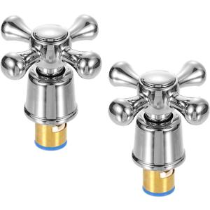UXCELL 2Pcs Faucet Tap Handles, Shower Knobs, Alloy Cross-Arm Replacement for Kitchen, Shower, Tub, Silver
