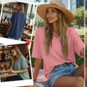 Huukeay 3 Pack Women's Oversized Cotton T-Shirts V Neck Loose Fit Casual Workout Tees Soft Short Sleeve Tops (L)
