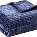 COOVA Fleece Throw Blanket for Couch, Super Soft and Cozy 3D Jacquard Warm Blankets, Lightweight and Fuzzy Throw for Bed, Sofa, Chair, Giftable (Navy Blue, 50"x60")
