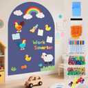 Magnetic Wall Decal for Kids 40x32 Inch Self Adhesive Magnetic Board Play Wall Dusty Blue Magnet Chalkboard for Wall with Letters and 12 Color Liquid Chalk for Playroom Home Office School
