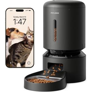 PETLIBRO Automatic Cat Feeder with Camera, 1080P HD Video with Night Vision, 5G WiFi Pet Feeder with 2-Way Audio, Low Food & Blockage Sensor, Motion & Sound Alerts for Cat & Dog Single Tray (Black)