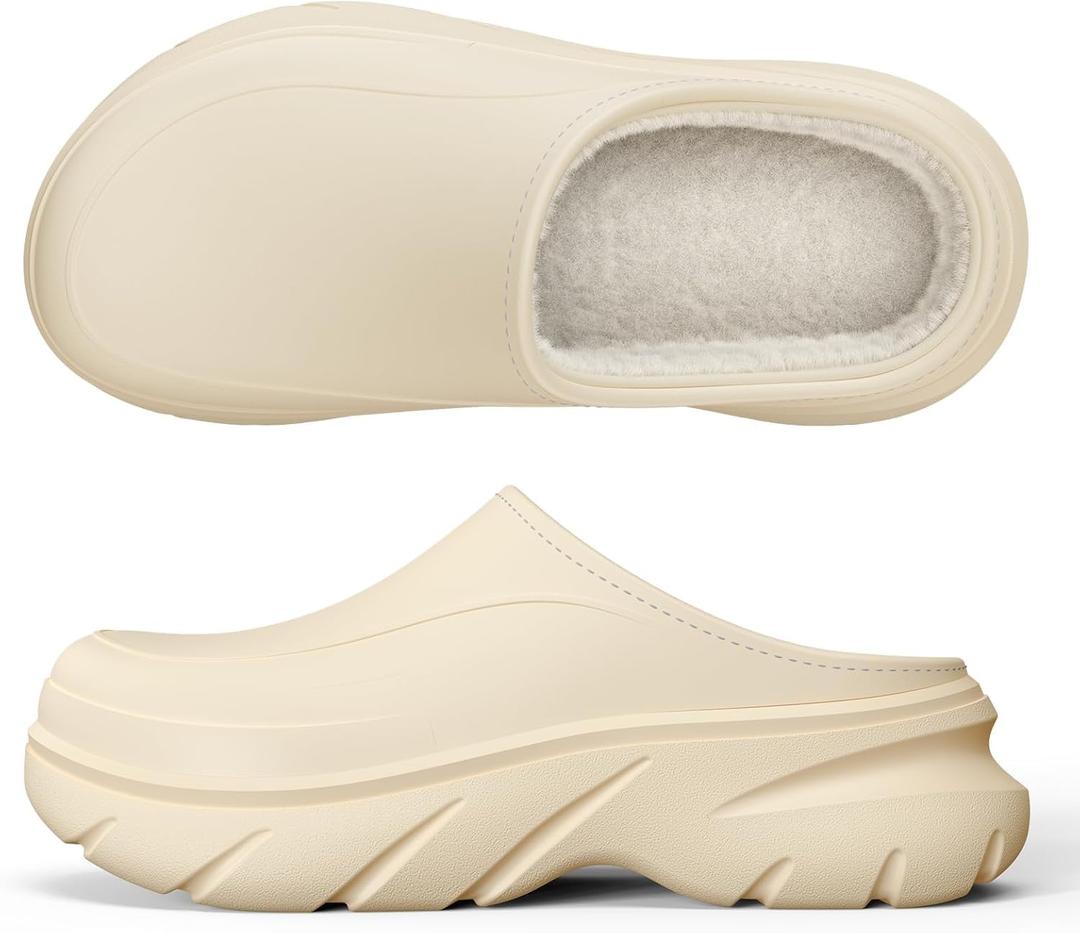 Unisex Waterproof Winter Slippers for Outdoor, Fuzzy Lined Non-Slip Snow Boot House Shoes with Rubber Sole, Indoor Outdoor Comfort for Cold Weather,42-43