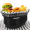 Uiifan 24 Pcs Food Baskets for Serving with 100 Deli Liners Fast Food Baskets 10.5 x 7 Inch Restaurant Serving Trays for Burger Chip Hot Dog Hamburger Bread Picnic(Black)