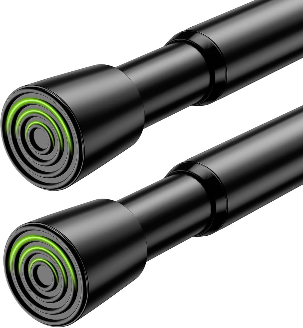 2 Pack Spring Tension Rods 33-59 Inches Adjustable Black No Drill Spring Loaded Curtain Rod Small Short Tension Curtain Rod Expandable Tension Rod for Windows,Kitchen,Doorway,Bathroom,Cupboard Bars
